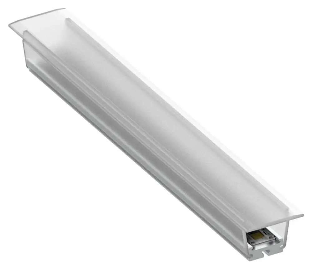 Leuchte von Keuco in schlanker, rechteckiger Form mit transparentem Diffusor. Ideal für allgemeine Beleuchtung in Wohn- oder Geschäftsräumen.